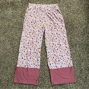 Pact Staycation Lounge Pants Women’s L Purple Orange Cheetah Sleep Pajama Cotton